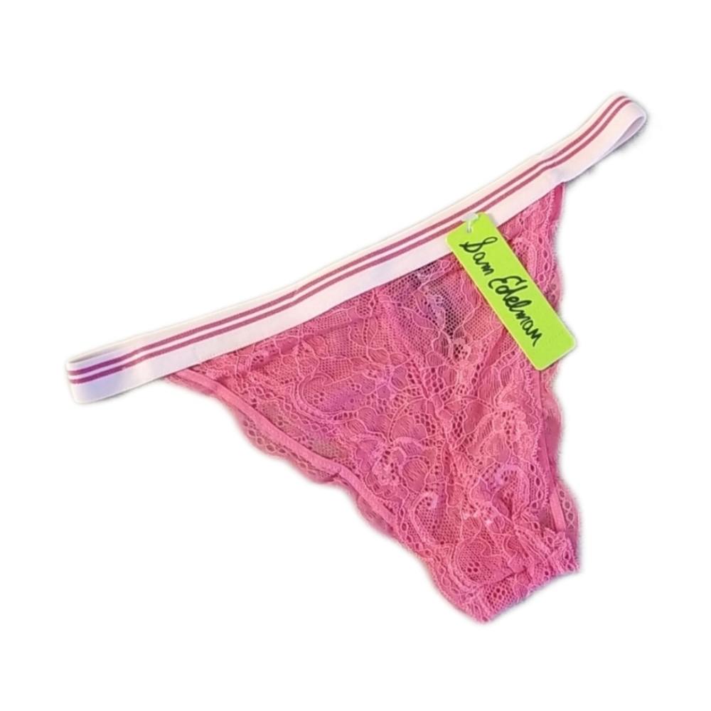 Sam Edelman Lace Tanga w/Stripe Elastic Band